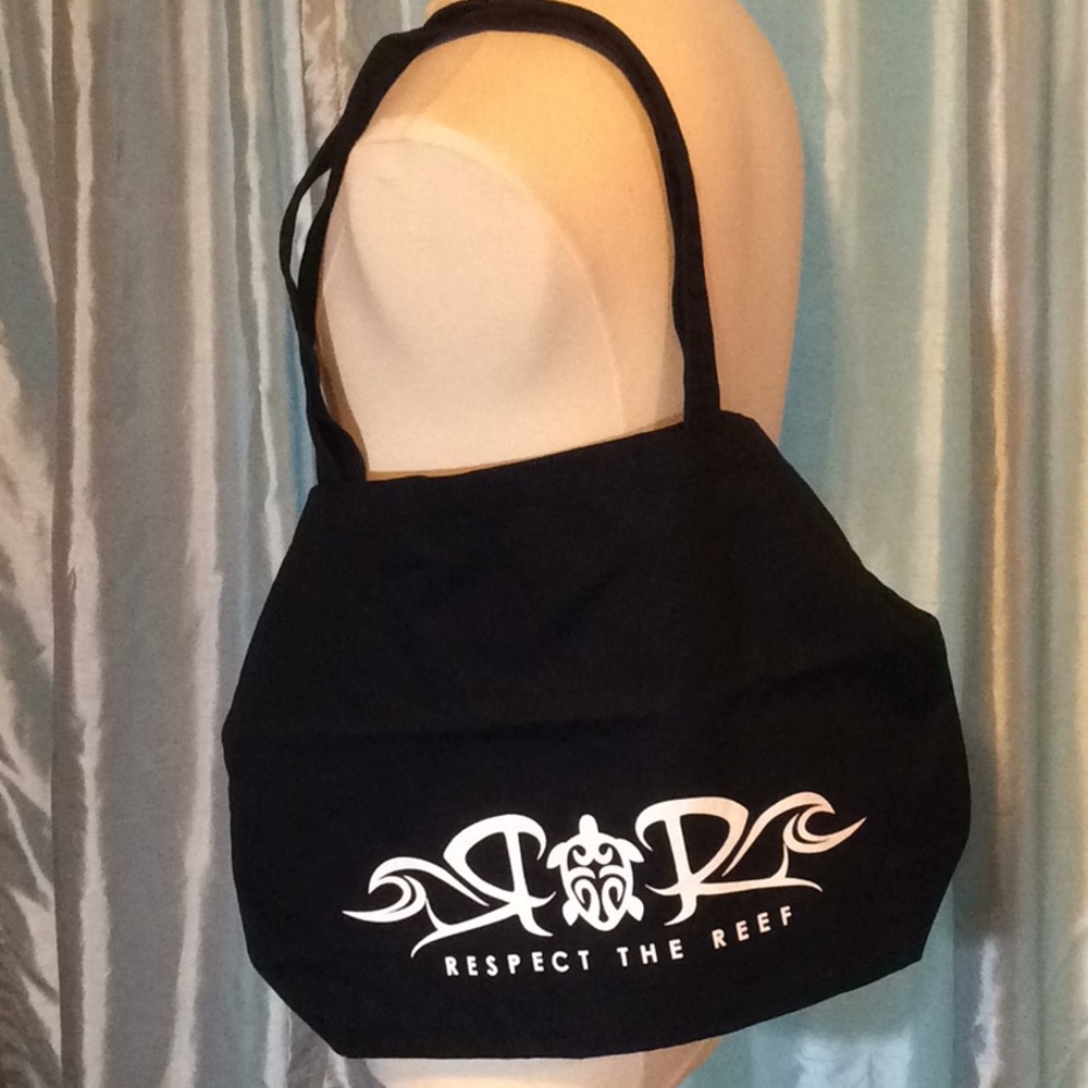 Black Respect the Reef Organic Cotton Tote, NWT
